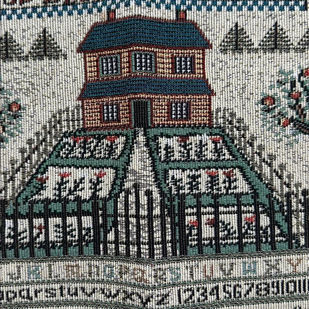 Set of 2 Vintage Style Handwoven Country Sampler Tapestry Place Mats Cottagecore